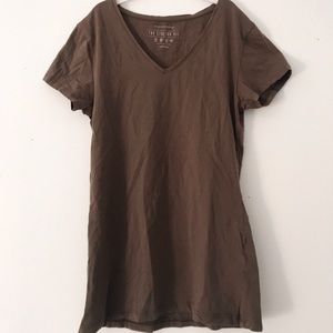 Brown/olive plain v neck shirt